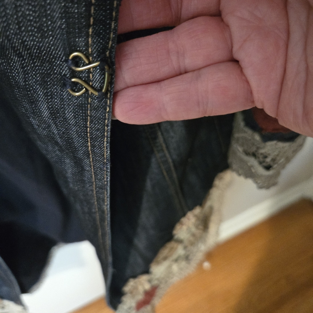 Chico's Dark Blue Embroidered Denim Jacket - Picture 5 of 10